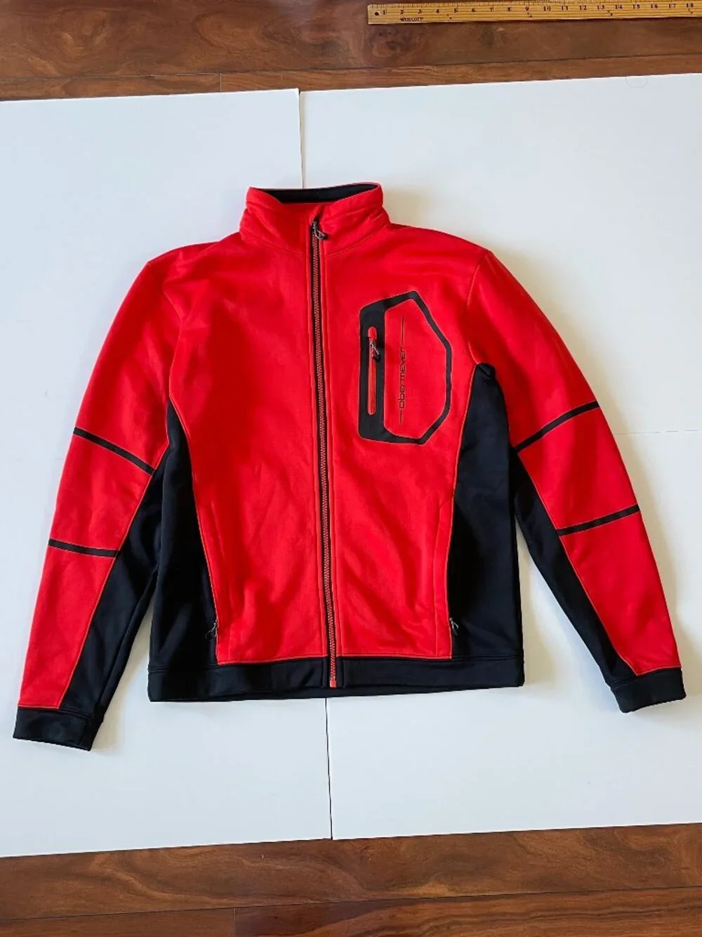 Obermeyer Softshell Jacket Mens Small Red Black Colorblock Patagonia North Face